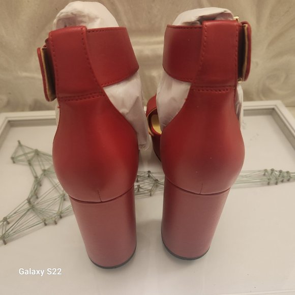 Michael Kors Red Leather Platform Block Heeled Sandals. NWT. Various - Picture 7 of 9